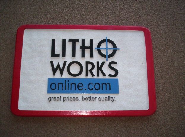 SA28529 - Carved and Sandblasted HDU Sign for "Litho-Works"  Company