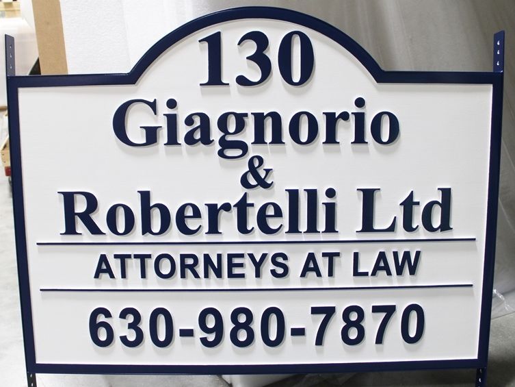 A10528 - Carved  2.5-D HDU Address Sign for Giagnorio & Robertelli,  Attorneys at Law,
