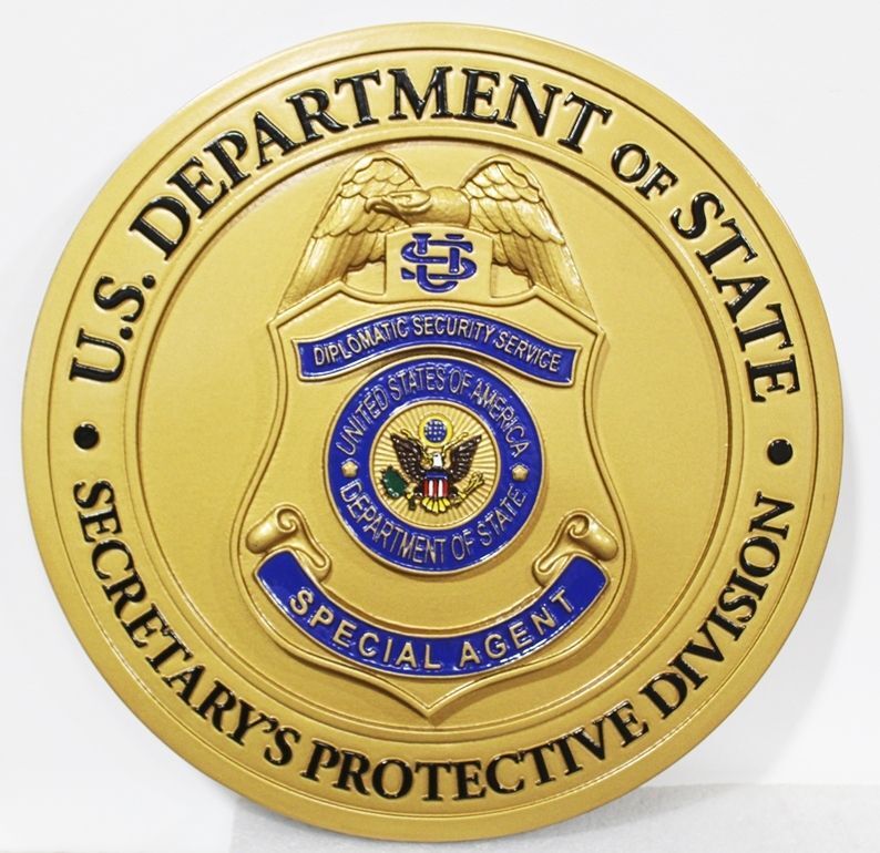 AP-3841 - Carved 3-D Bas-Relief Plaque of the Badge of the Secretary's Protective Division, Department of State