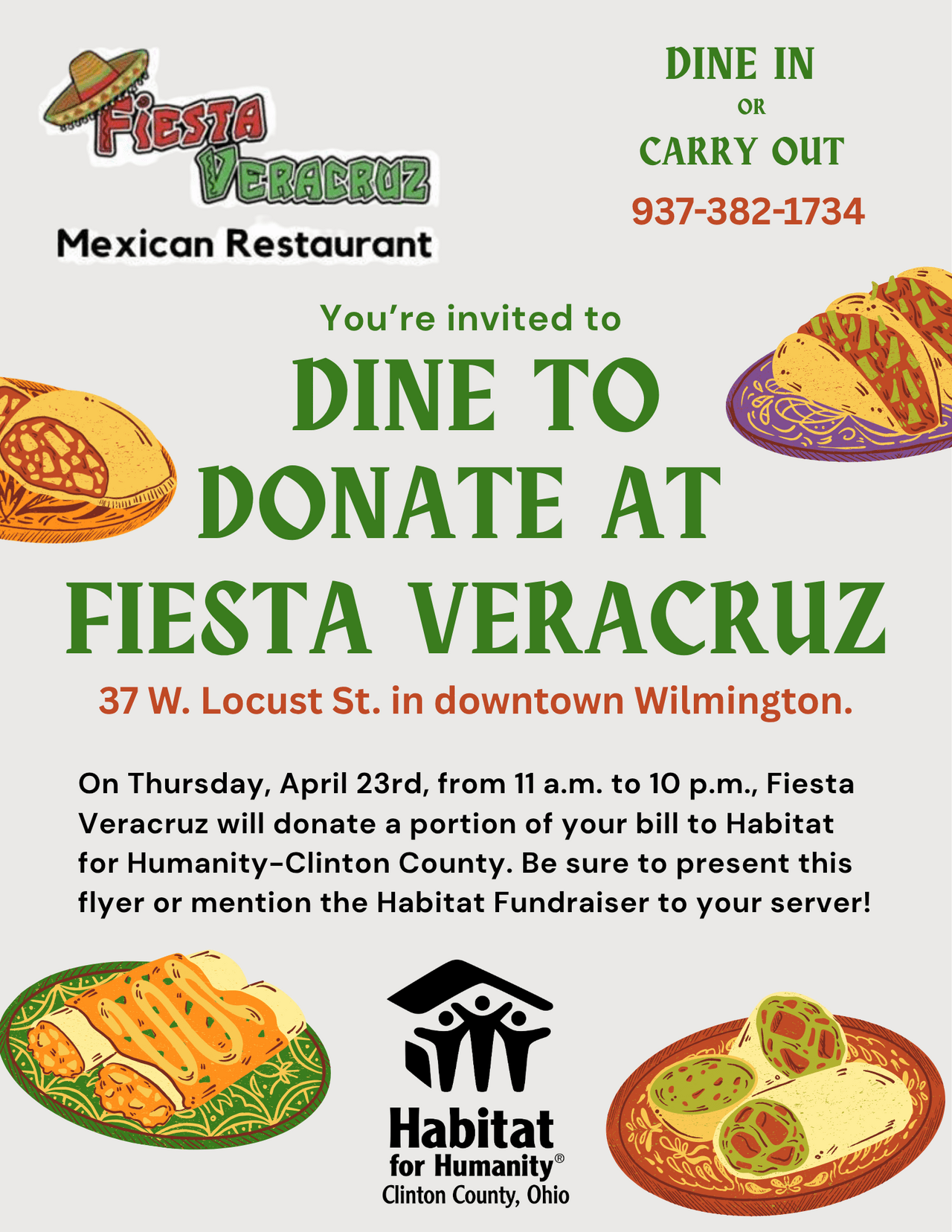 Fiesta Veracruz Dine to Donate April 23rd
