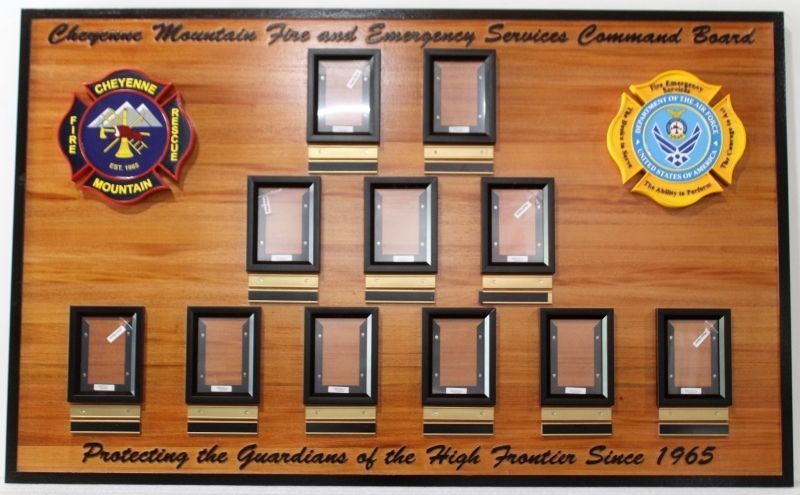 SA1314 - Cheyenne Mountain Fire and Emergency Services Command Board with Changeable Frames and Engraved Nameplates
