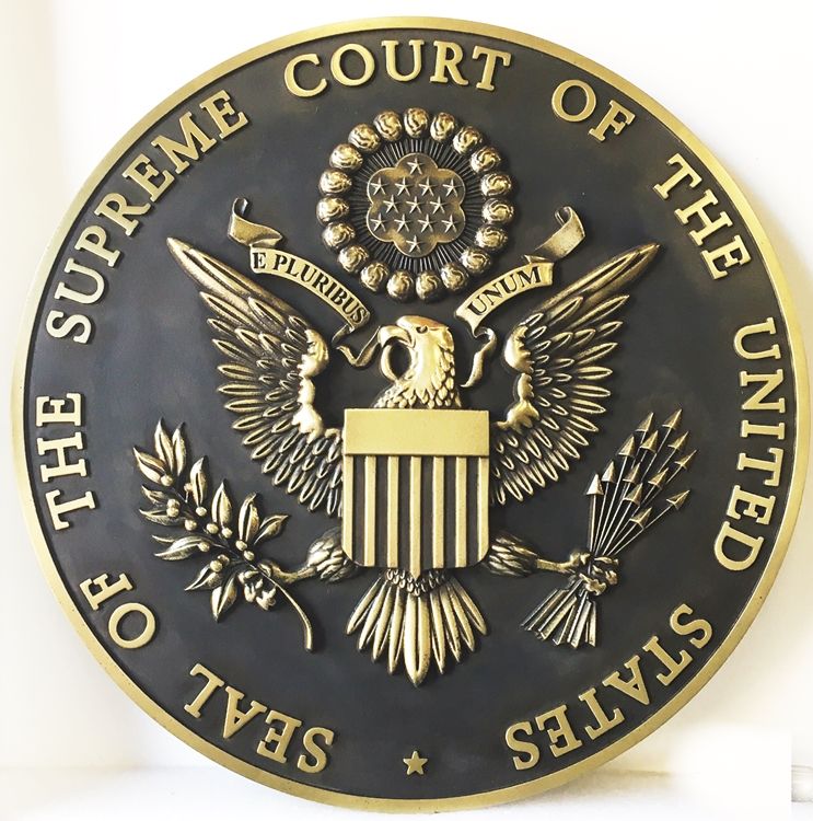M7102 - Polished Brass Wall Plaque of the Great Seal of the Supreme Court of the United States