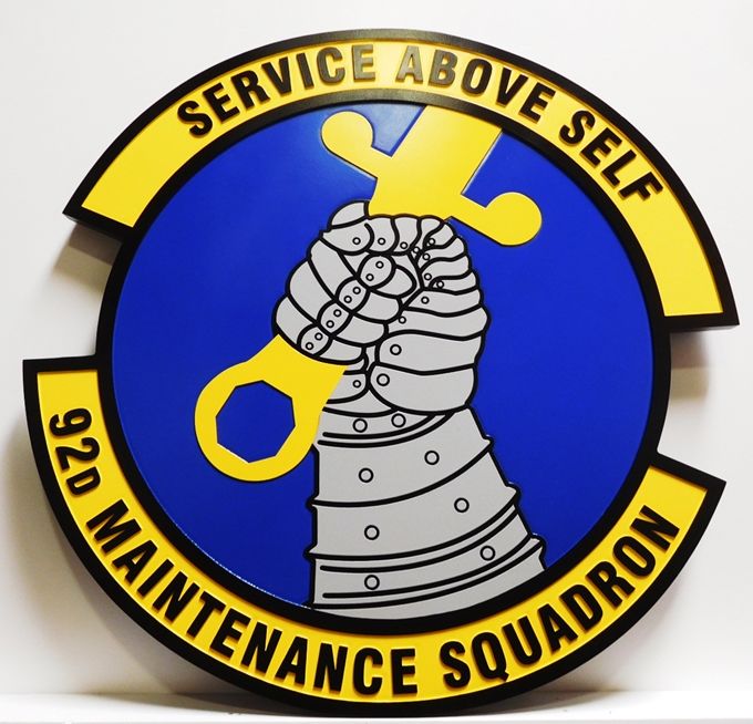 LP-7156 - Carved Plaque of the Crest of the 92nd Maintenance Squadron, Artist Painted