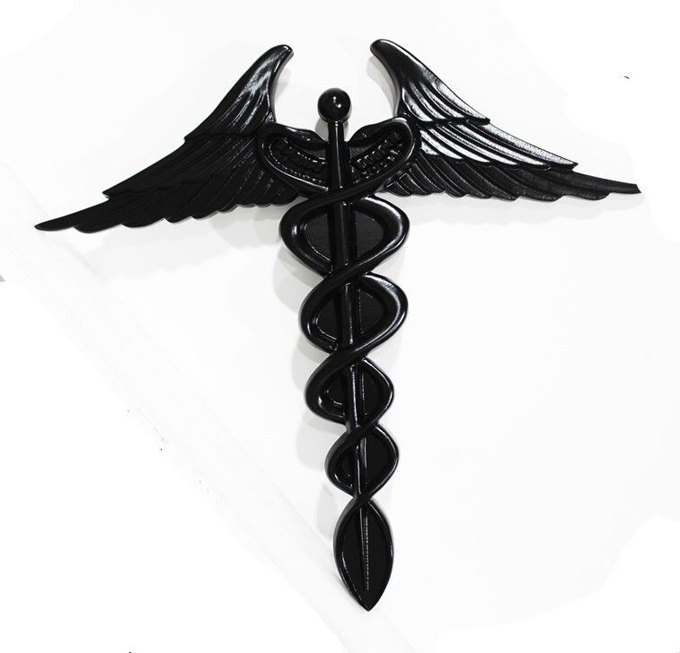 VP-1531 - Carved 3-D Bas-Relief HDU Wall Plaque of the  Caduceus Symbol of a Physician's Office