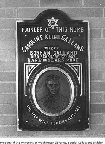 Memorial plaque for Caroline Kline Galland, between 1914 and 1976