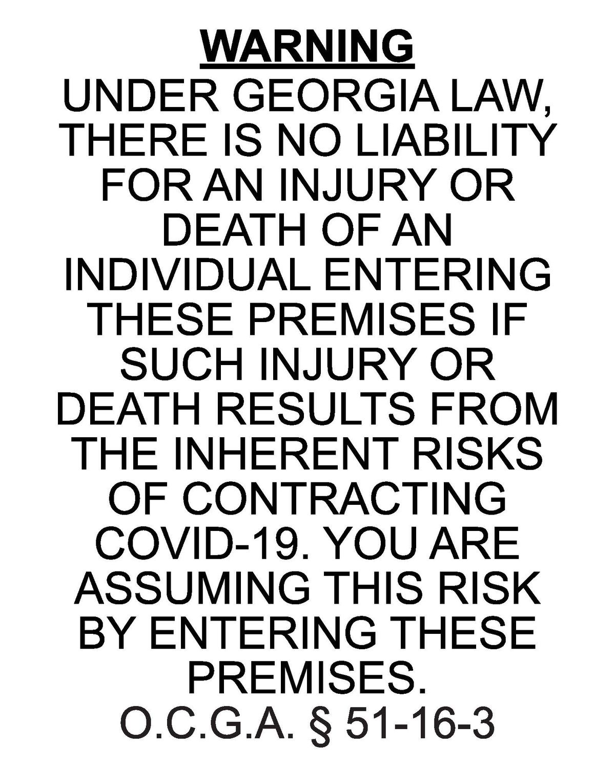 Posting Covid-19 Warning Signs Limit Liability for Businesses