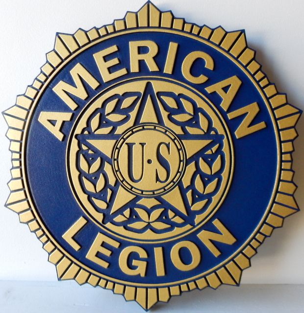 EG504 - Carved 2.5-D  Hand-painted Wall Plaque of the Seal of the American Legion