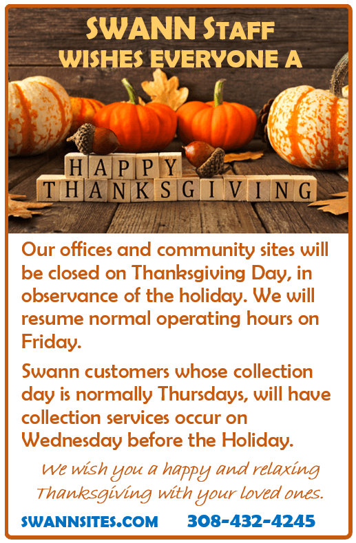 SWANN Thanksgiving Day Closures