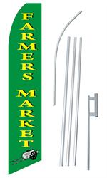 Farmers Market Green Swooper/Feather Flag + Pole + Ground Spike