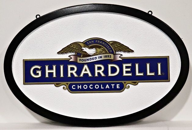 Q25664 - Carved and Sandblasted HDU Sign for "Ghirardellhi Chocolate"