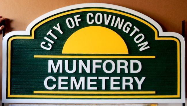 M1946 - Sandblasted  Faux Wood HDU Sign for the Munford Cemetery