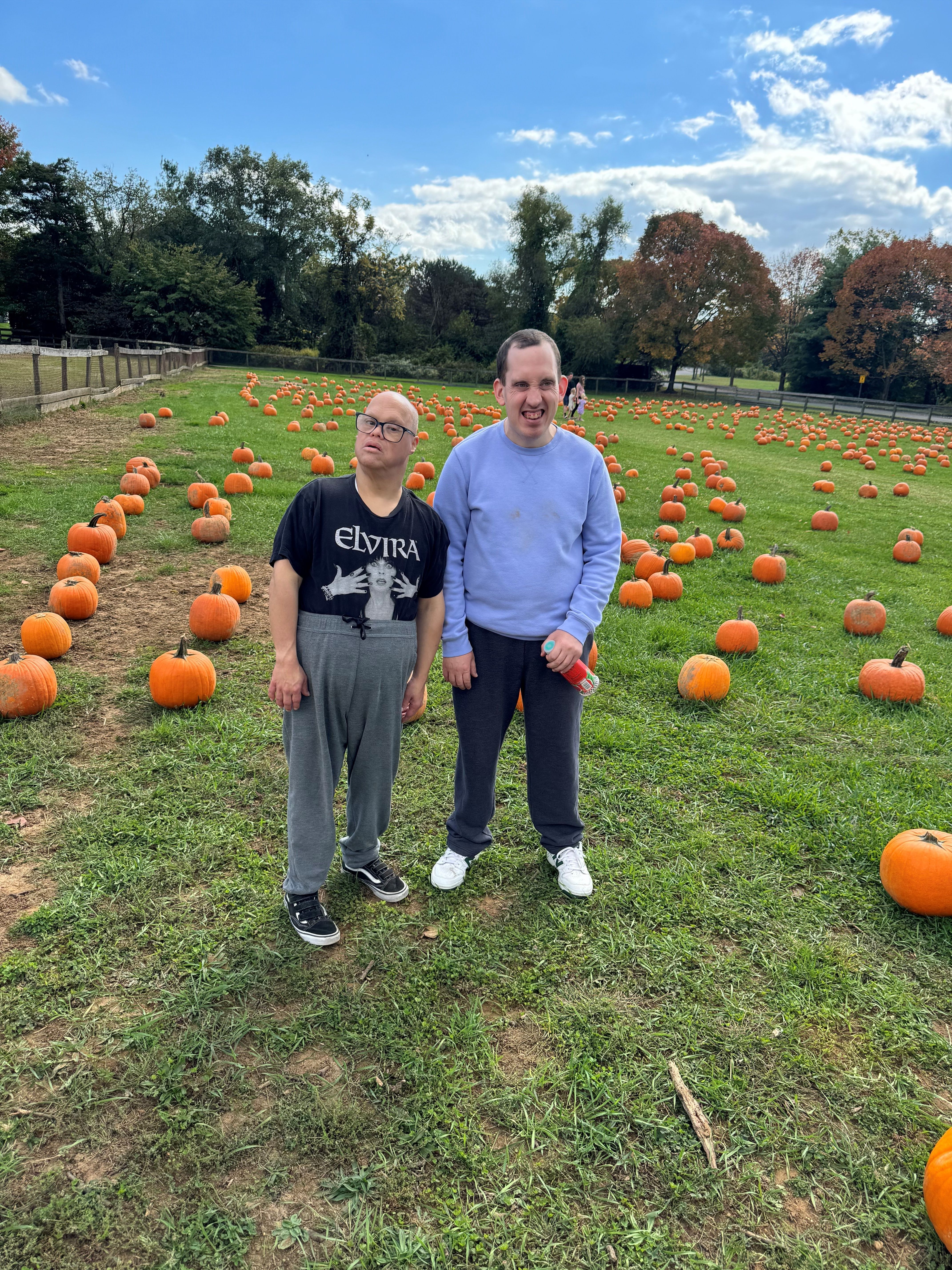 Residents at a pumpkin patch