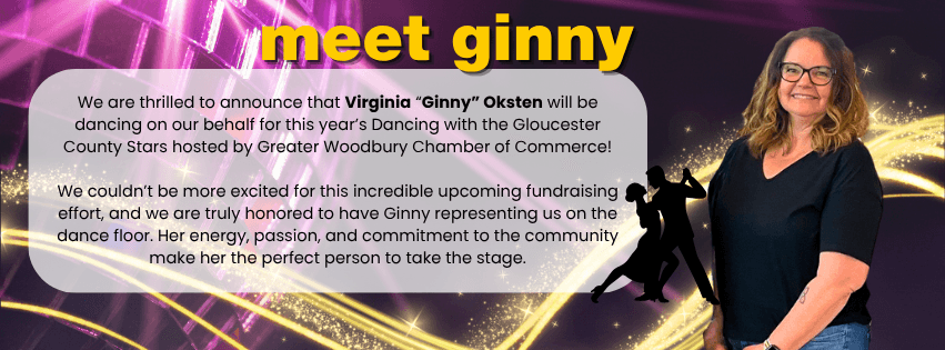 Image Reading: Meet Ginny! We are thrilled to announce that Virginia “Ginny” Oksten will be dancing on our behalf for this year’s Dancing with the Gloucester County Stars hosted by Greater Woodbury Chamber of Commerce!