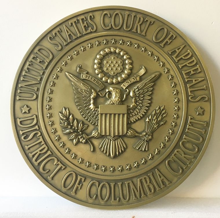 U30165 - 3-D Brass Wall Plaque of the Seal of the US Court of Appeals, District of Columbia Circuit