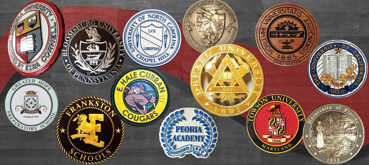 University, college, fraternity, sorority seal wall plaques