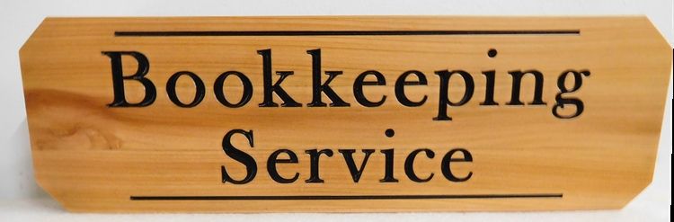 C12120- Natural Cedar Engraved Sign for Bookkeeping Service