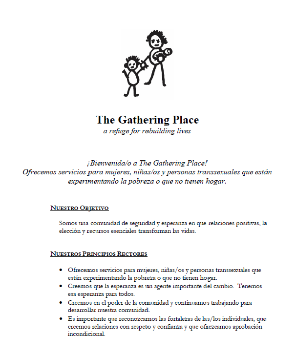 Guía en Español: Bienvenida/o a The Gathering Place
