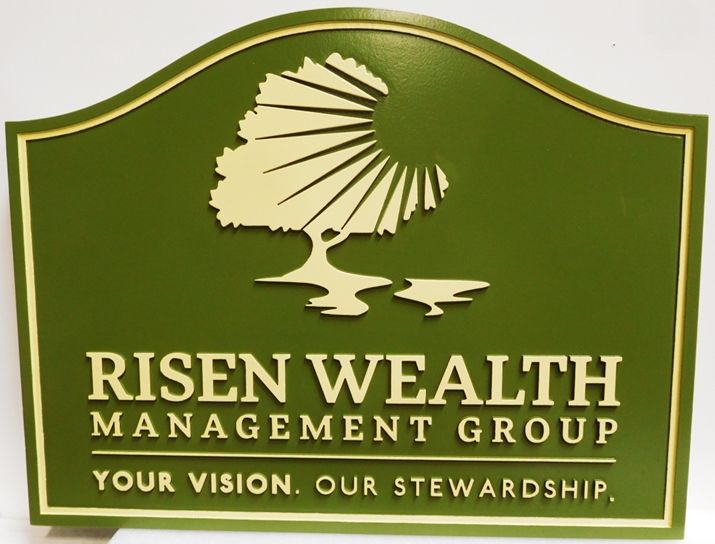 C12101- Carved  Sign for Wealth Management Group, 2.5-D Relief with Raised Text and Border