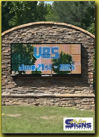 LED Display with Stacked Rock Surround