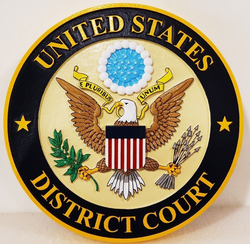 FP-1208 - Carved 3-D Seal of  a Federal District Court of the United States, Artist-Painted
