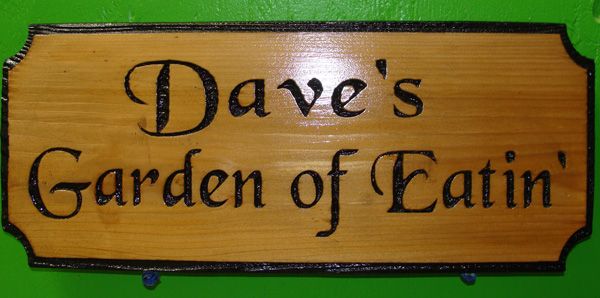 N23602 - Engraved Cedar Wood Plaque, "Dave's Garden of Eatin' "