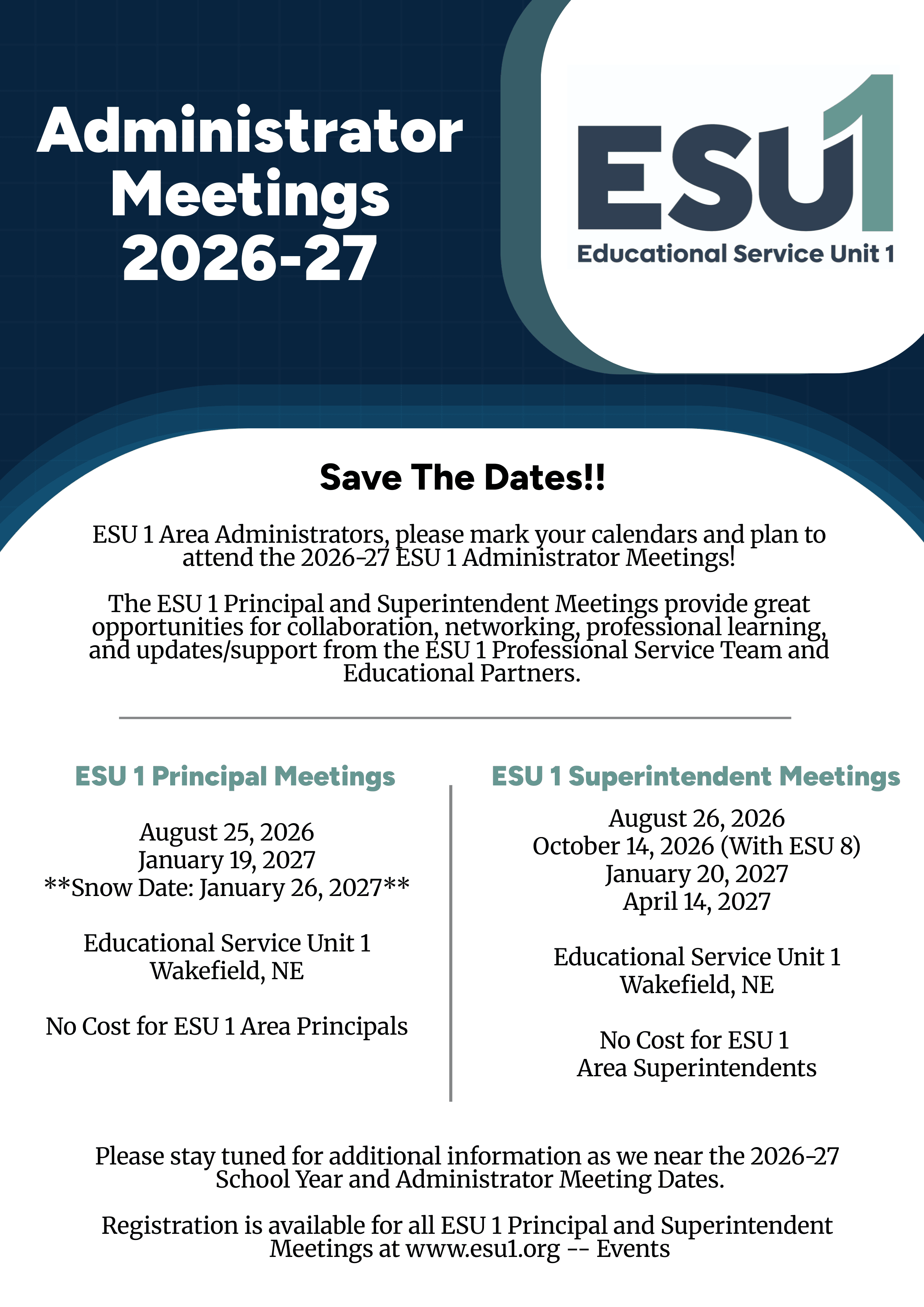 ESU 1 Admin Meetings