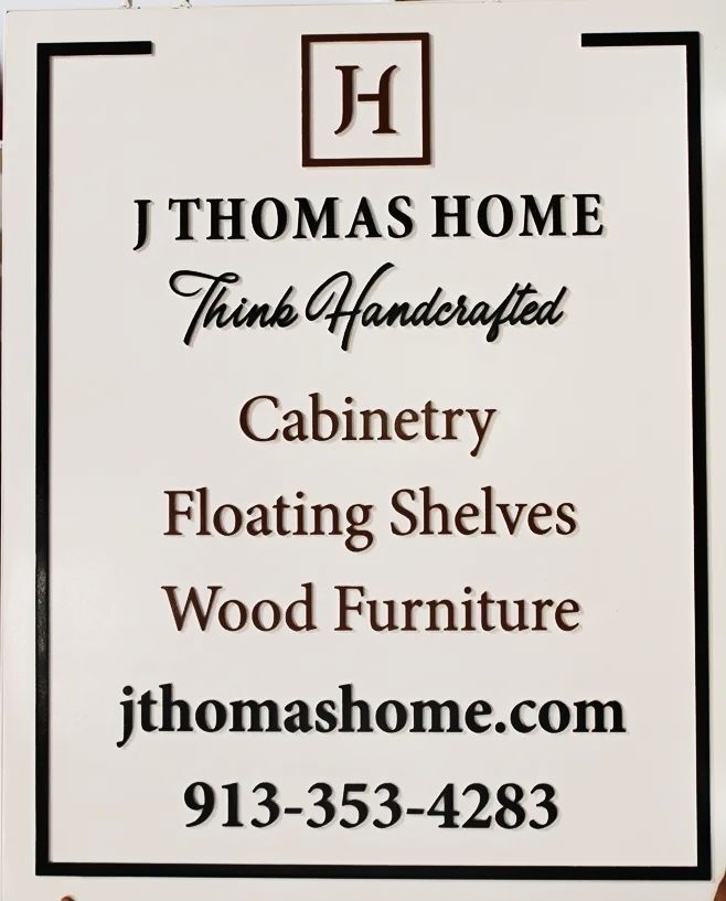 SC38310 -  Carved 2.5-D  Raised Relief HDU Sign for J. Thomas Home Cabinetry