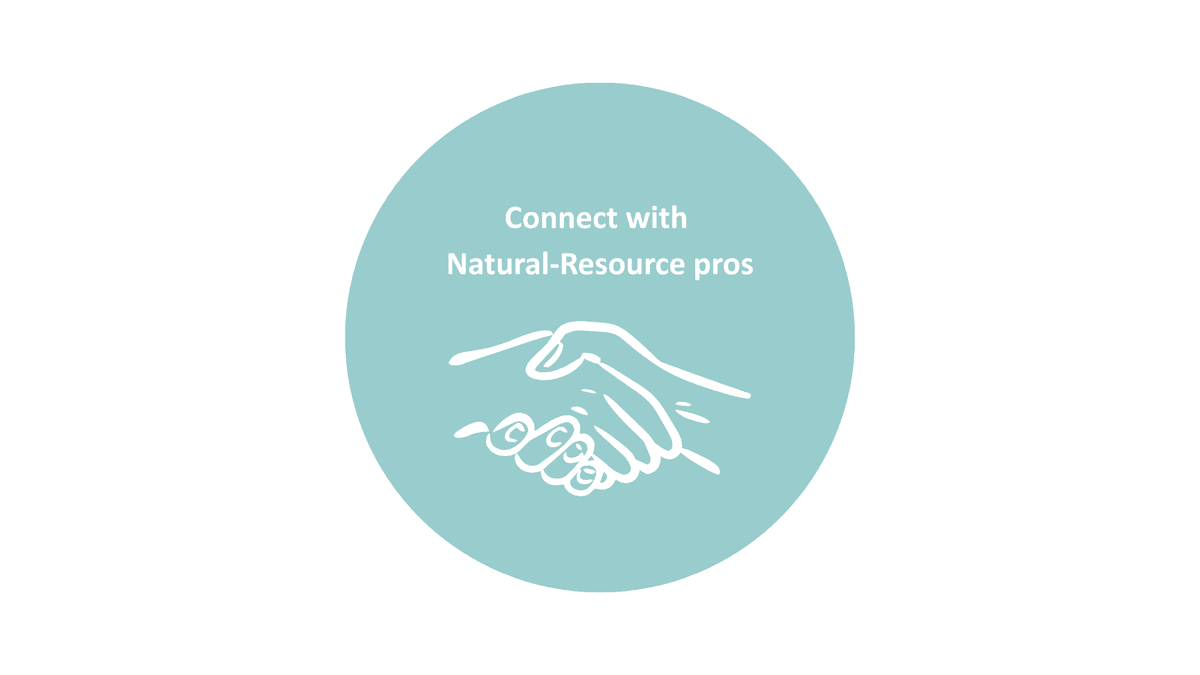 Circle with handshake icon with the text: Connect with natural-resource pros  