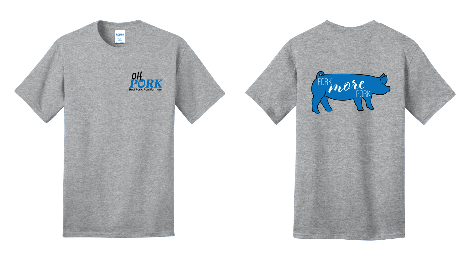 T-Shirt- Men's Gray OP logo front breast/FMP logo back