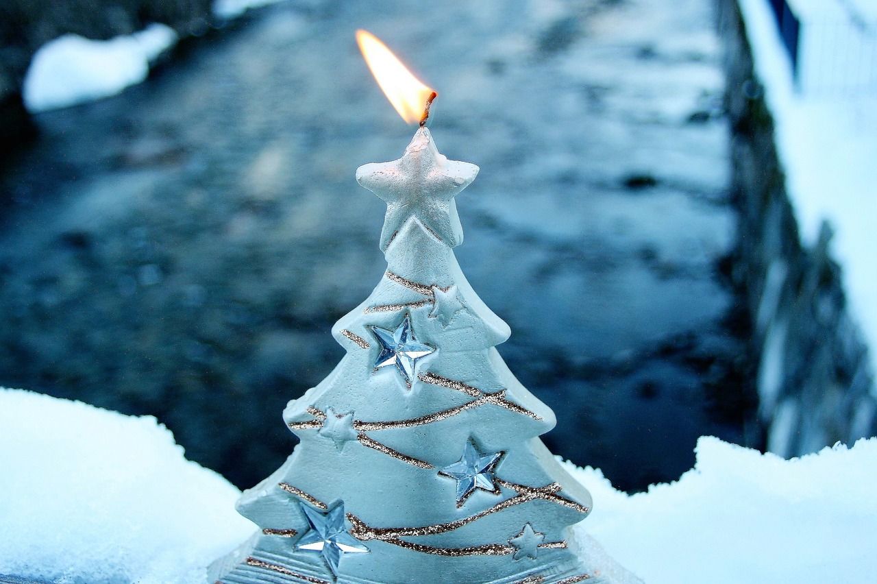 Blue tree candle