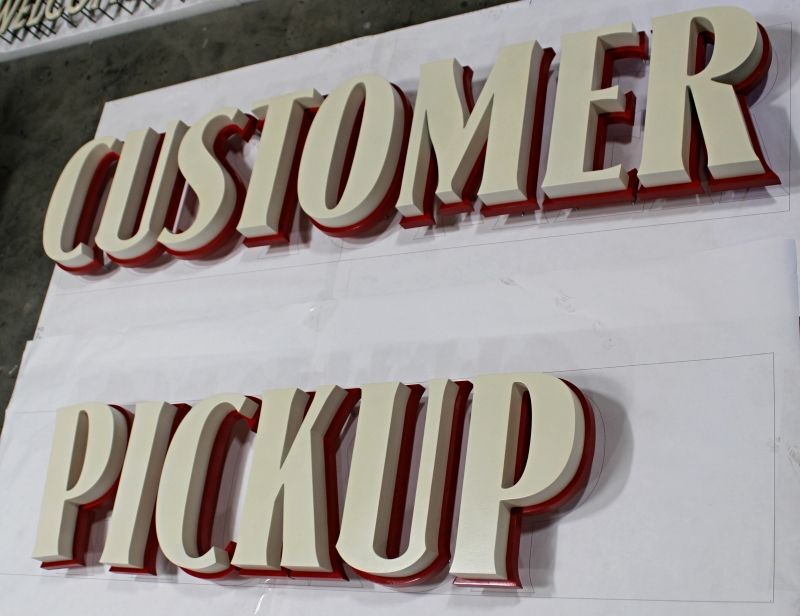 MA3068 - Custom Carved Letters for "Customer Pickup"