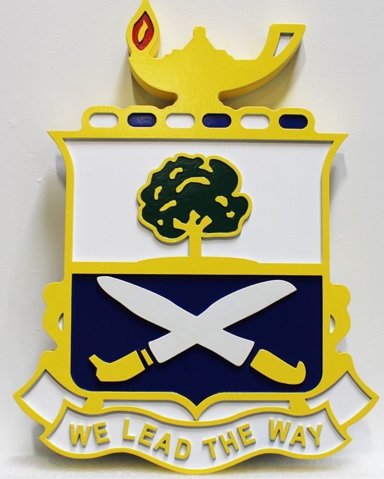 MP-2281 - Carved 2.5-D HDU Plaque of the Crest/Insignia of a US Army Unit with Logo "We Lead the Way" 