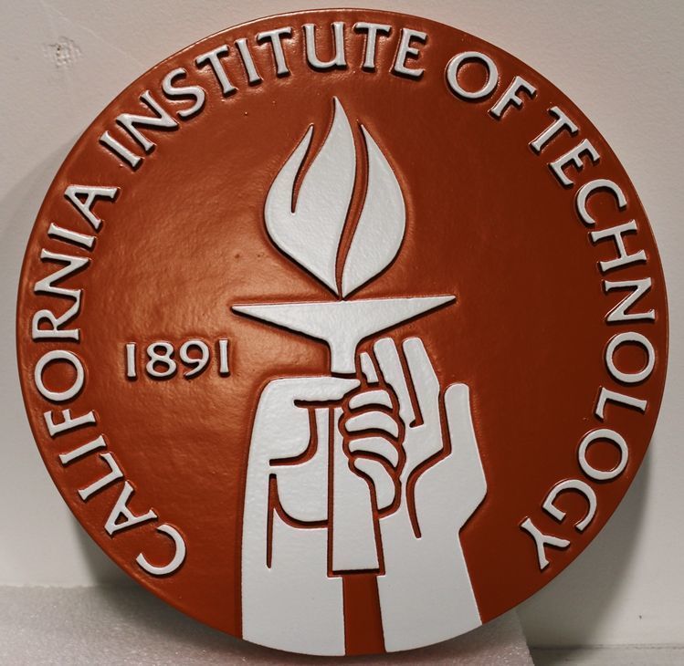 Y34332 - Carved 2.5-D HDU  Plaque of the Seal for the California Institute of Technology (CalTech) 