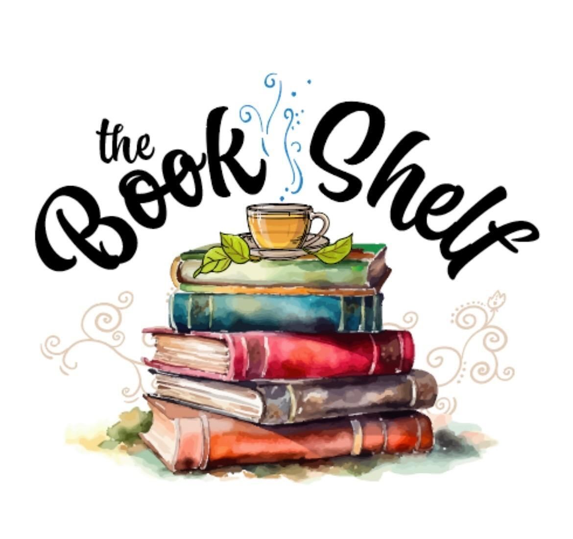 The Bookshelf logo is a stack of books with a mug sitting on top
