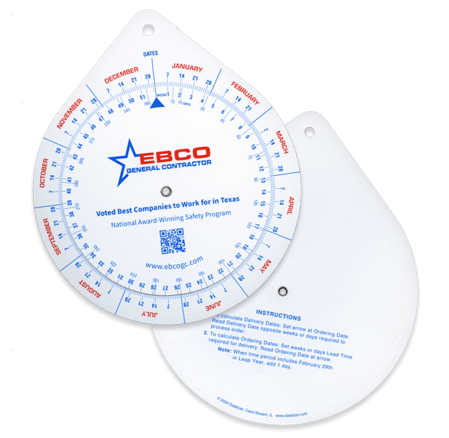 6-3/4" Lead Time Calculator Wheel Chart