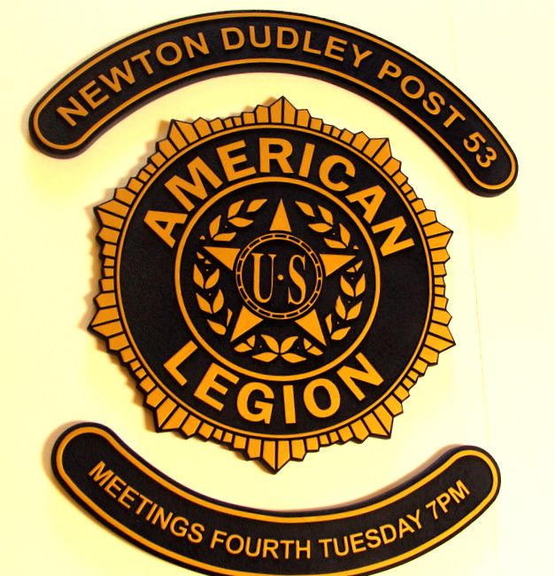 UP-1040 -- Carved Wall Plaque of the Badge of the  American Legion, Artist Painted