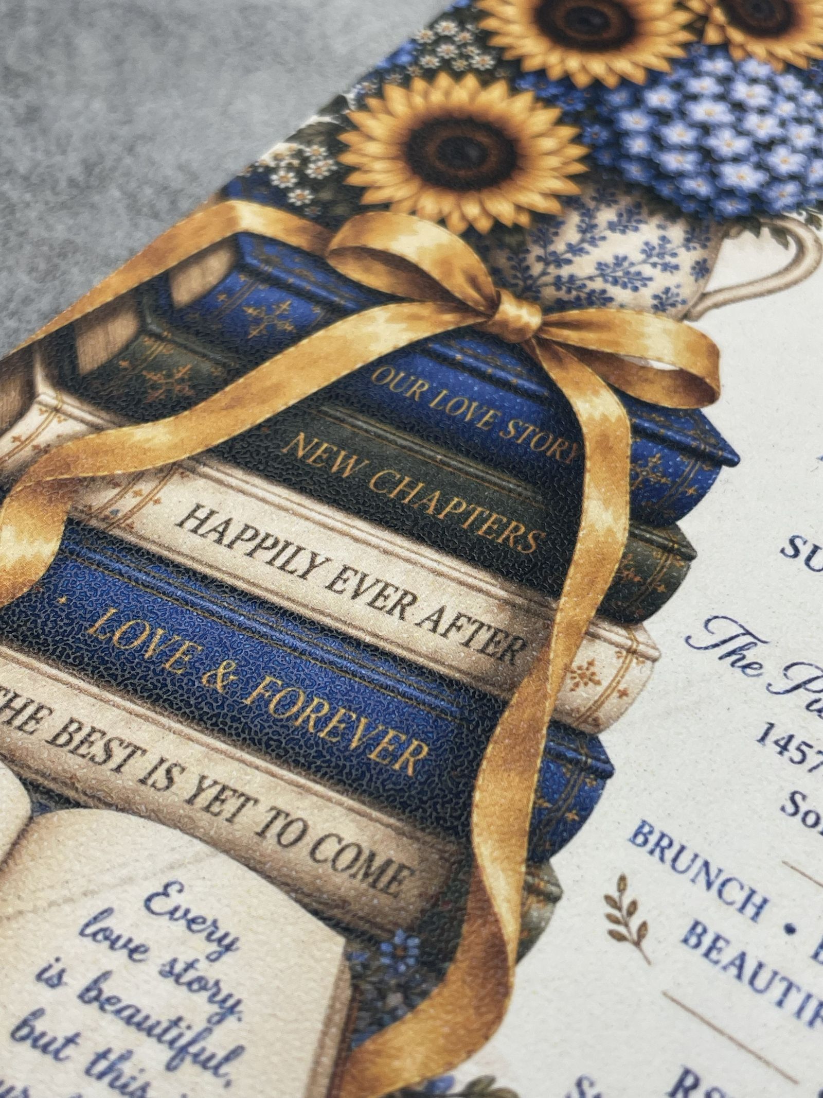 Closeup of a wedding invitation