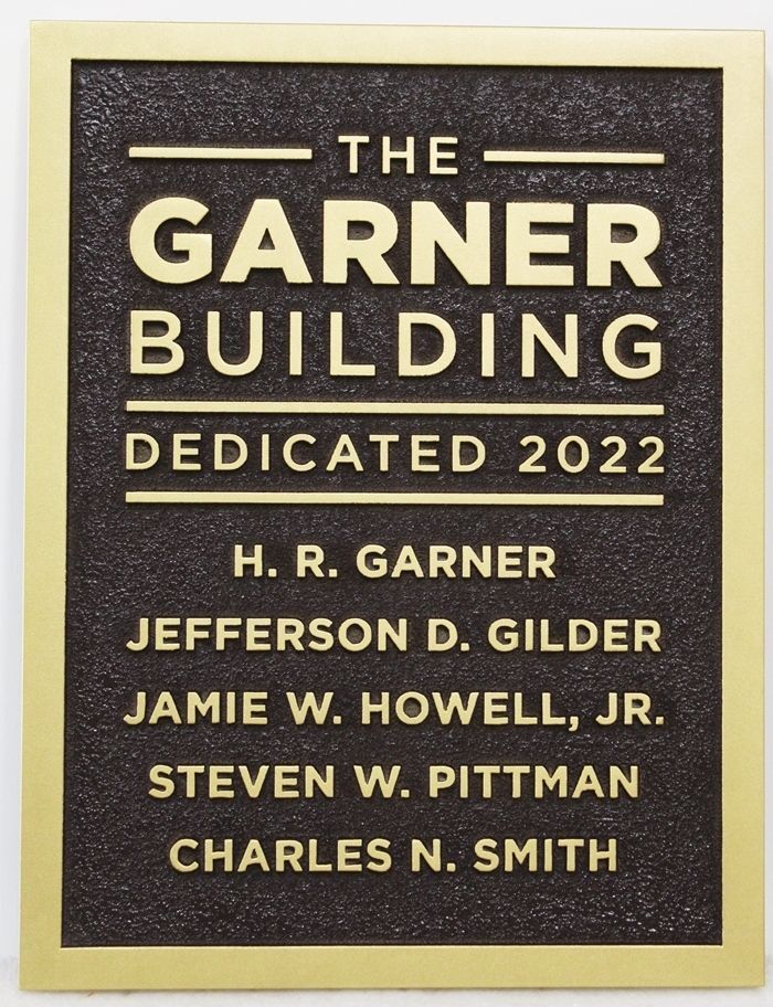 XP-6230- Precision Machined Aluminum Bronze Plated Dedication Plaque for  the Garner Building