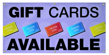 Vinyl Banner 4 ft x 2 ft - Gift Cards Available Stock Design