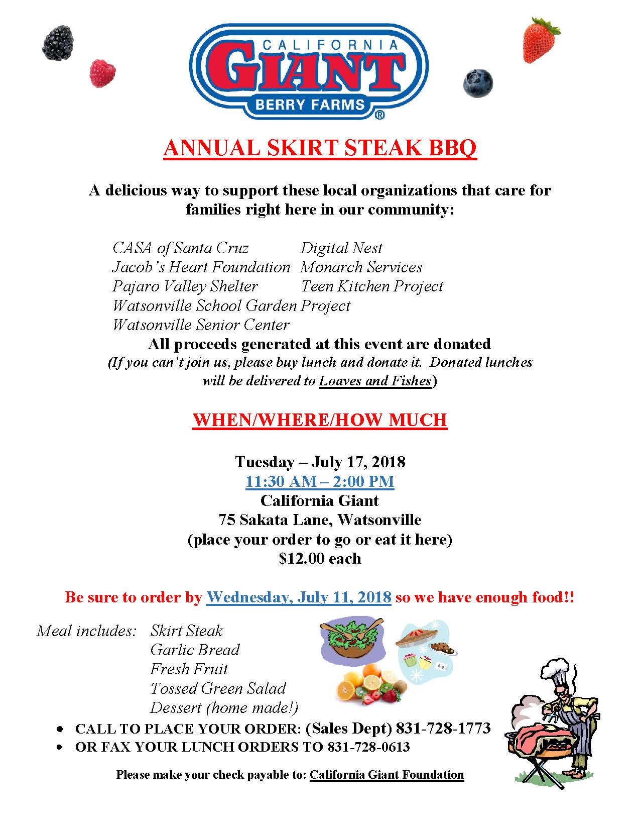 Cal Giant Skirt Steak BBQ Fundraiser