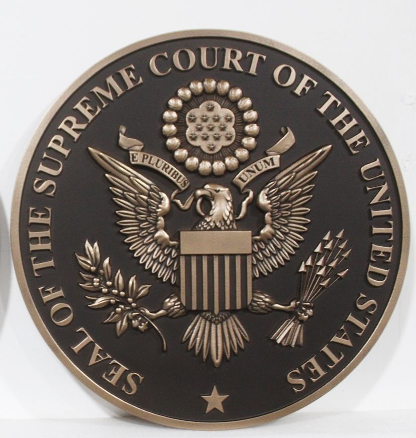 FP-1018- Carved 3-D Bas-Relief Bronze-Plated Plaque of the Seal of the United States Supreme Court