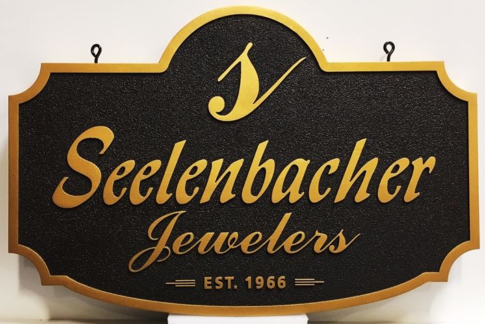 SA28358 -  Carved Sign  for "Seelenbacher Jewelers", 2.5-D Artist-Painted 