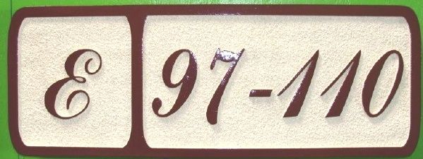 T29212 - Carved  Sandblasted High-Density-Urethane (HDU) Room and Building Number Plaque with Raised  Numbers