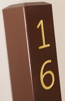 G16179A- Redwood Post Campground Site Post Marker with Engraved and Painted Number