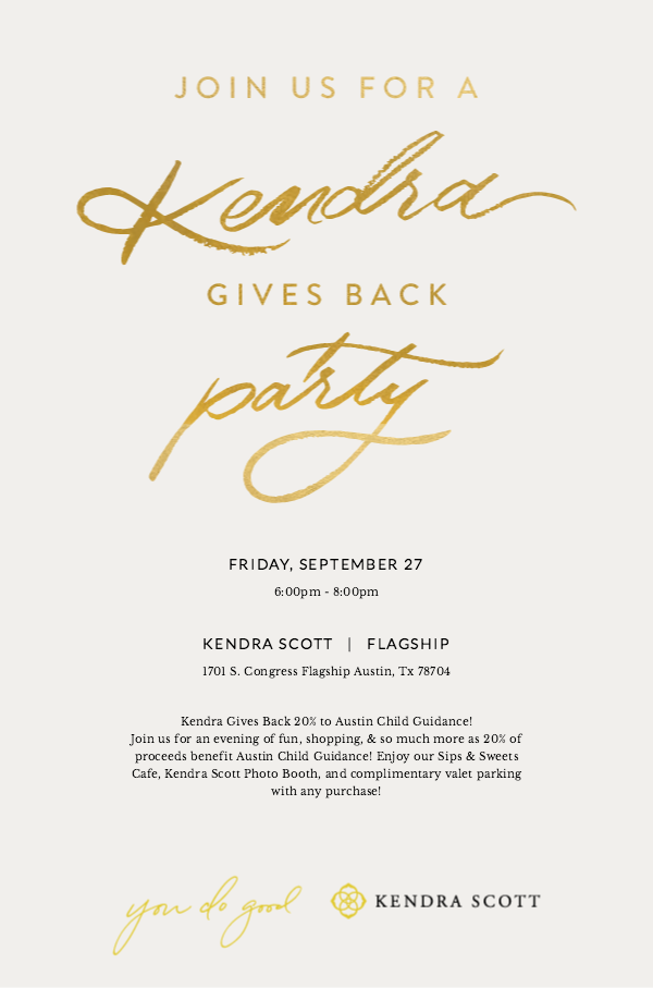 Kendra Scott Gives Back 20% to Austin Child Guidance Center!