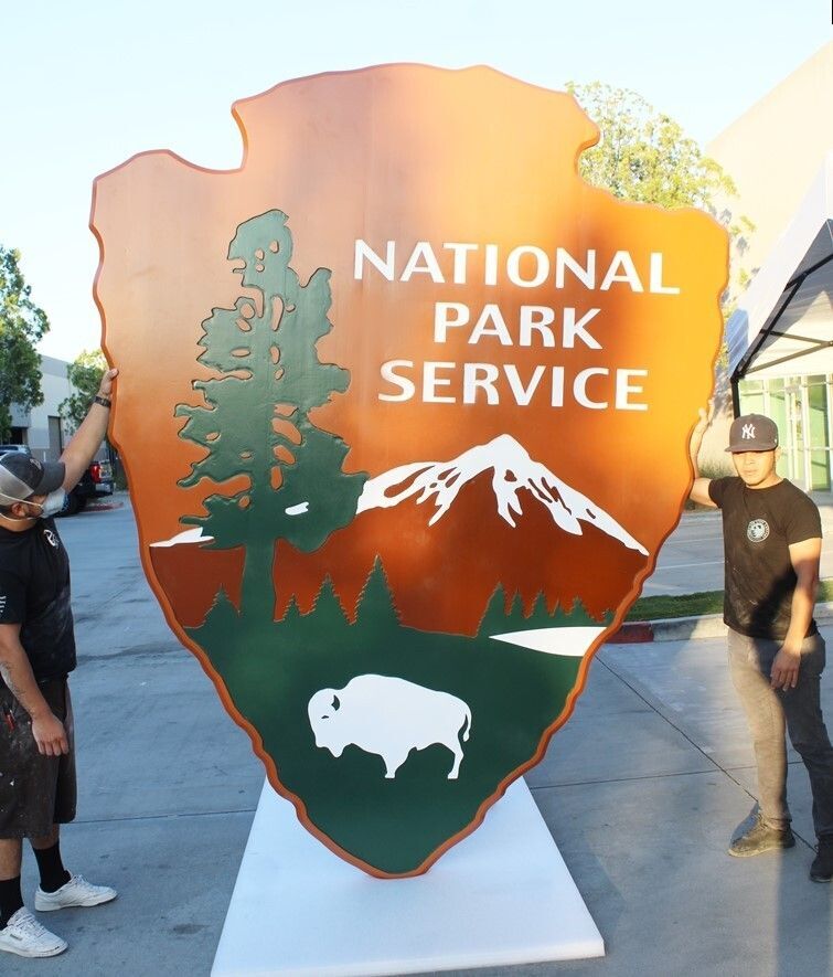 AP-56 -  Large Outdoor Building Wall Plaque of the Logo of the US National Park Service, the "Arrowhead"