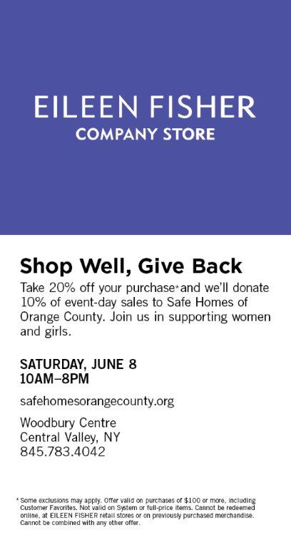 Eileen Fisher Company Store benefit for Safe Homes