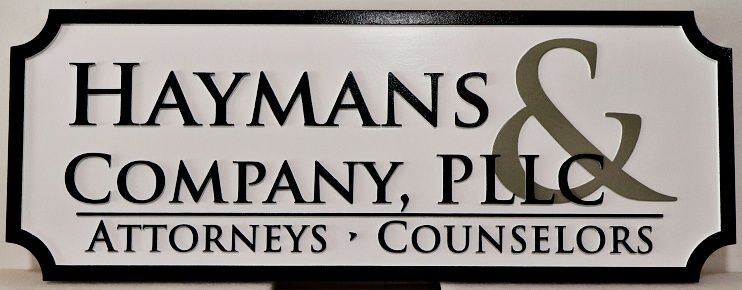 A10019 – Carved and Sandblasted HDU Sign for "Haymans & Company, PLLC"