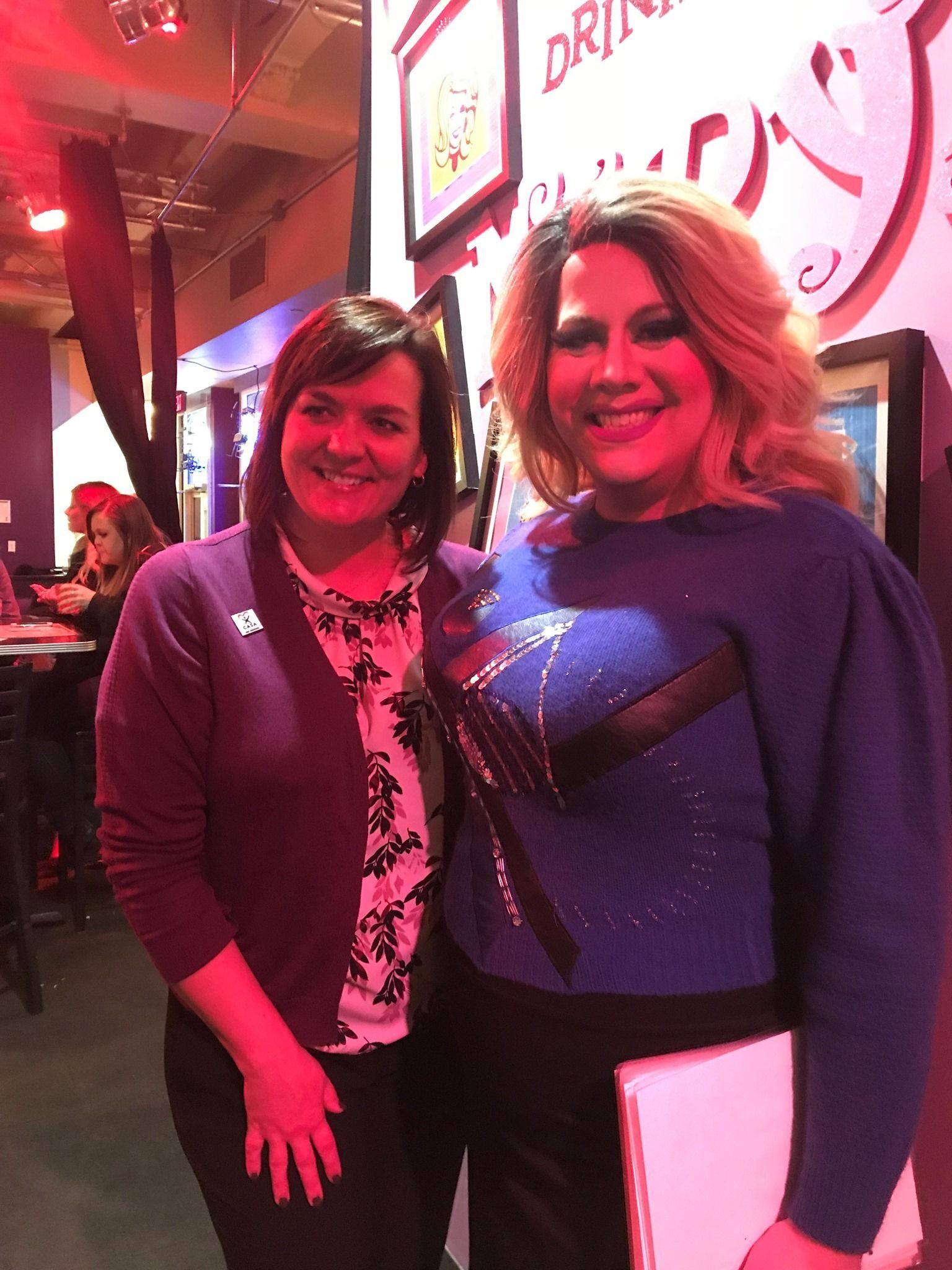 CASA President Angie Blumel strikes a pose with Hamburger Mary's Performer Genewa Stanwyck