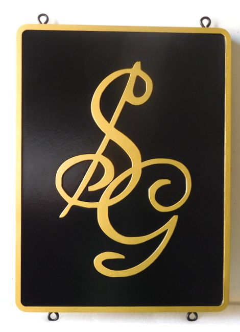 I18012 - Carved HDU Residence Entrance Sign, with Initials "SG"